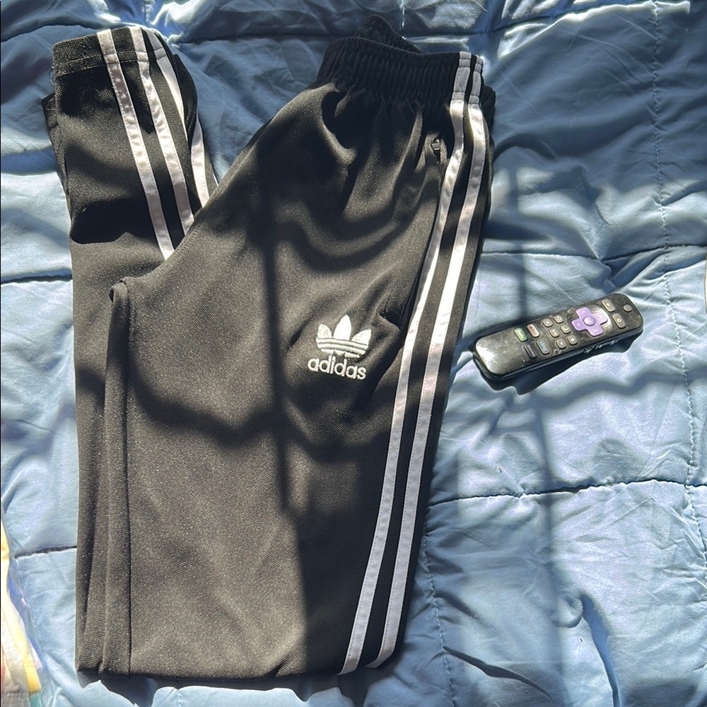 adidas Black Jogger Sweatpants with White Stripes